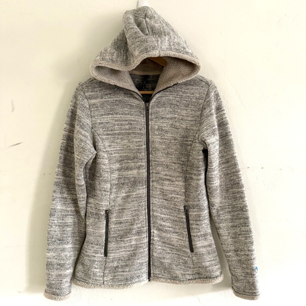 Kuhl Hoodie Full Zip‎ Up Jacket Women's Small Cozy Fleece Lined Pockets Beige